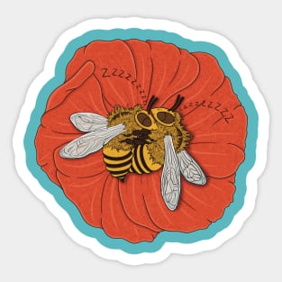 Bees Sleeping In Flower Sticker